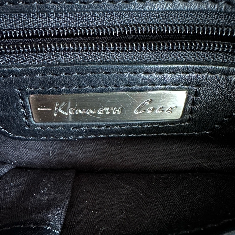 Kenneth Cole New York Satchel Black Pebbled Leather Bag Straps & Buckles - Picture 6 of 11